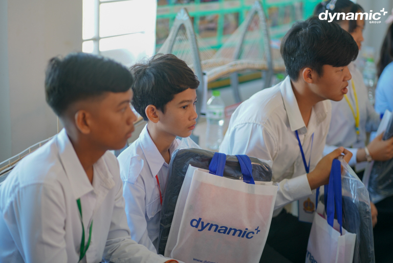 Donating stationery supplies to Hun Sen Lvea Sar High School
