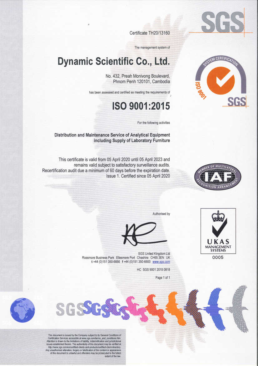  ISO 9001:2015 certification for Dynamic Scientific! Congratulations!